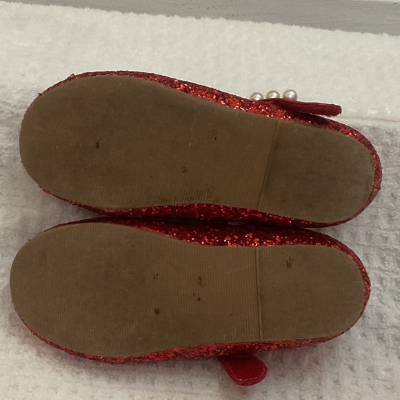 PHIRAMIN Toddler Girl Red Bow Glitter and Pearl Detail Dressy Ballerinas size 11 - Picture 14 of 15
